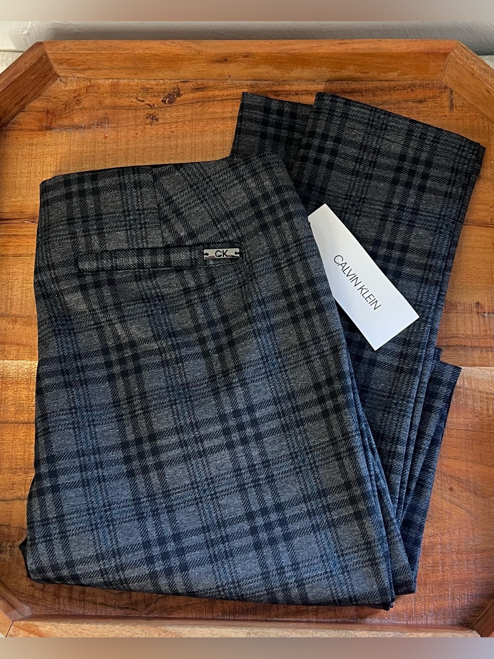 Calvin Klein Plaid Ponte Knit Pull-On Pants Gray/Black Size 4